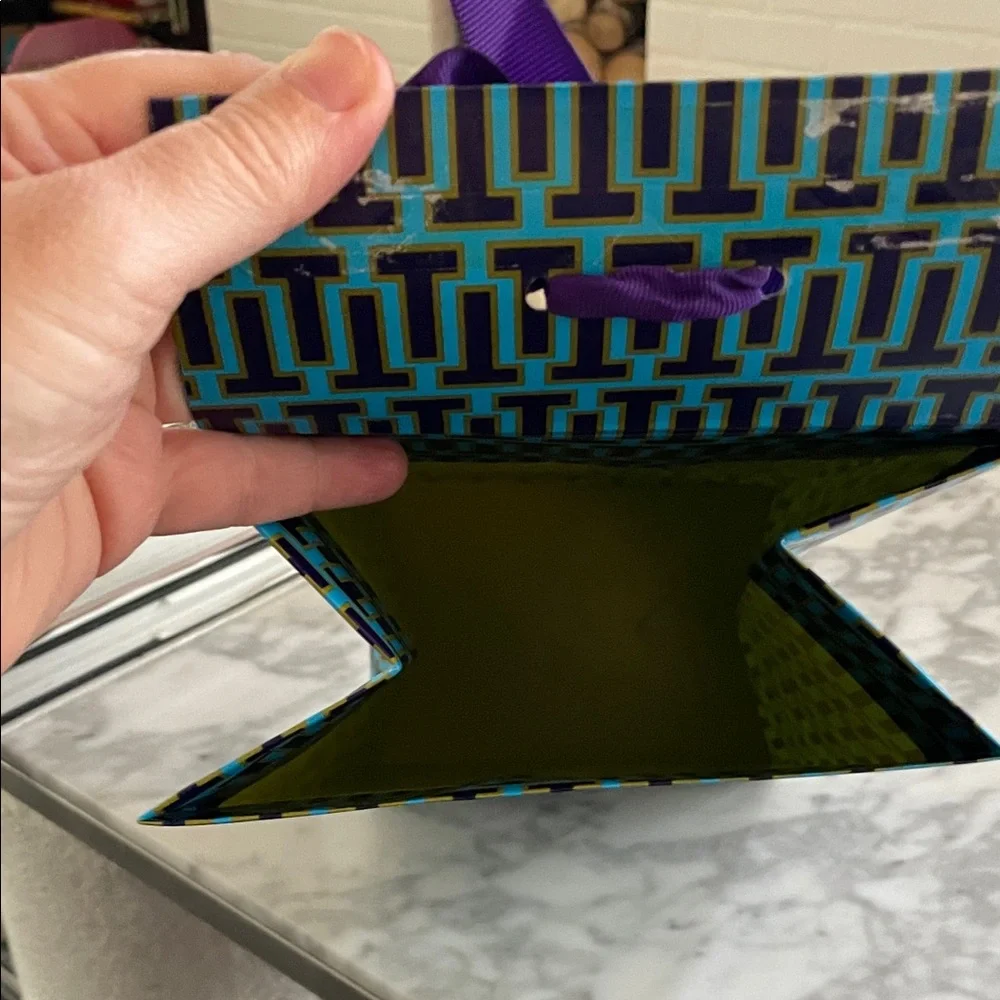 Tory Burch Geometric Blue and Purple Gift Bag